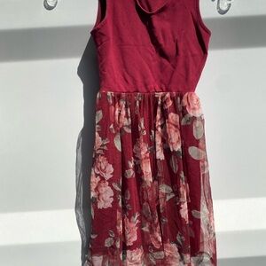 Floral Burgundy Kids Dress
